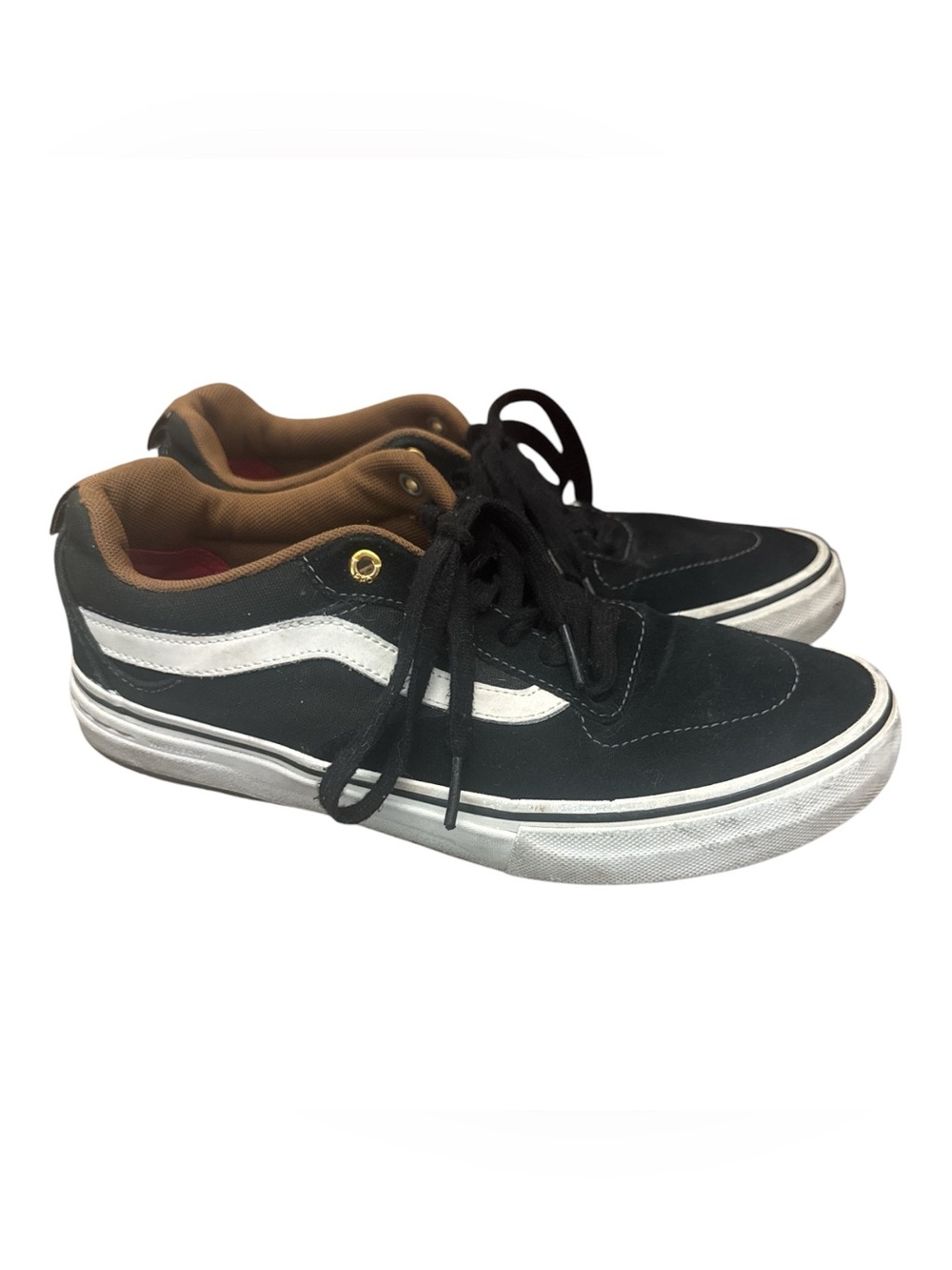 Vans Black & White Low-Top Skate Sneakers with Brown Lining Kyle Walker Pro Shoe